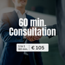 60-minute business consultation handshake image, expert coaching for entrepreneurs, cost €105.